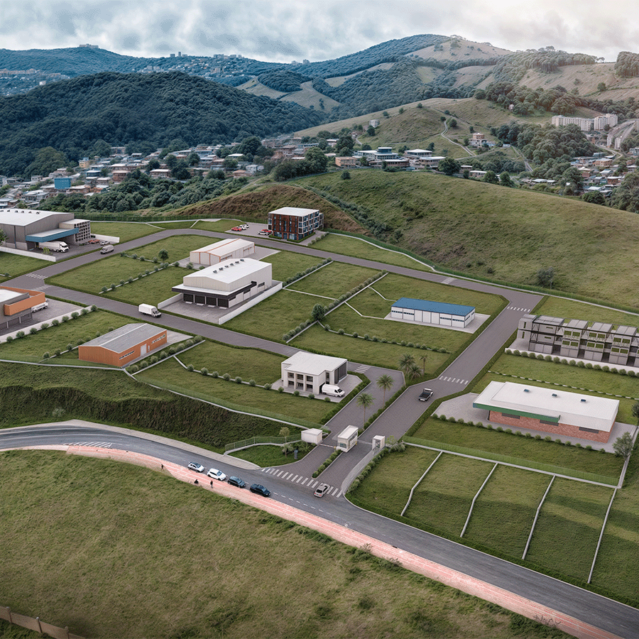 Condomínio com 32 lotes com área média de 960m²